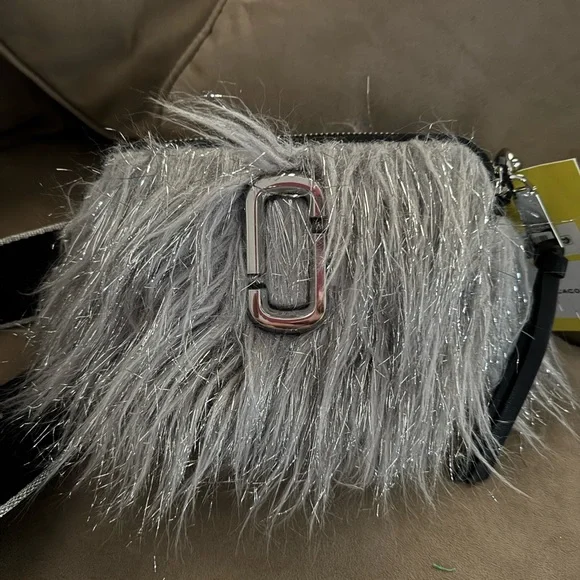 Marc Jacobs Silver Fur Crossbody Bag - Picture 1 of 6